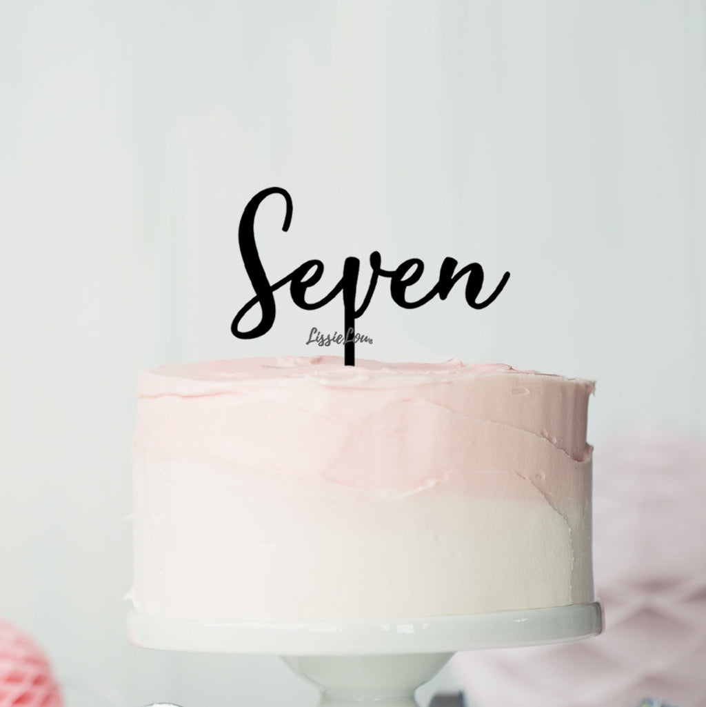 Number Seven Birthday Cake Topper Eden Font Style in Premium 3mm Acrylic or Birch Wood