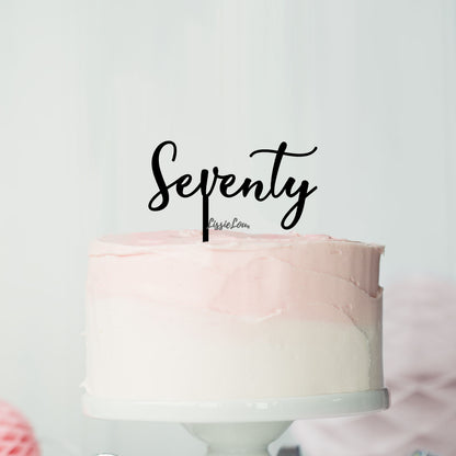 Number Seventy Birthday Cake Topper Eden Font Style in Premium 3mm Acrylic or Birch Wood