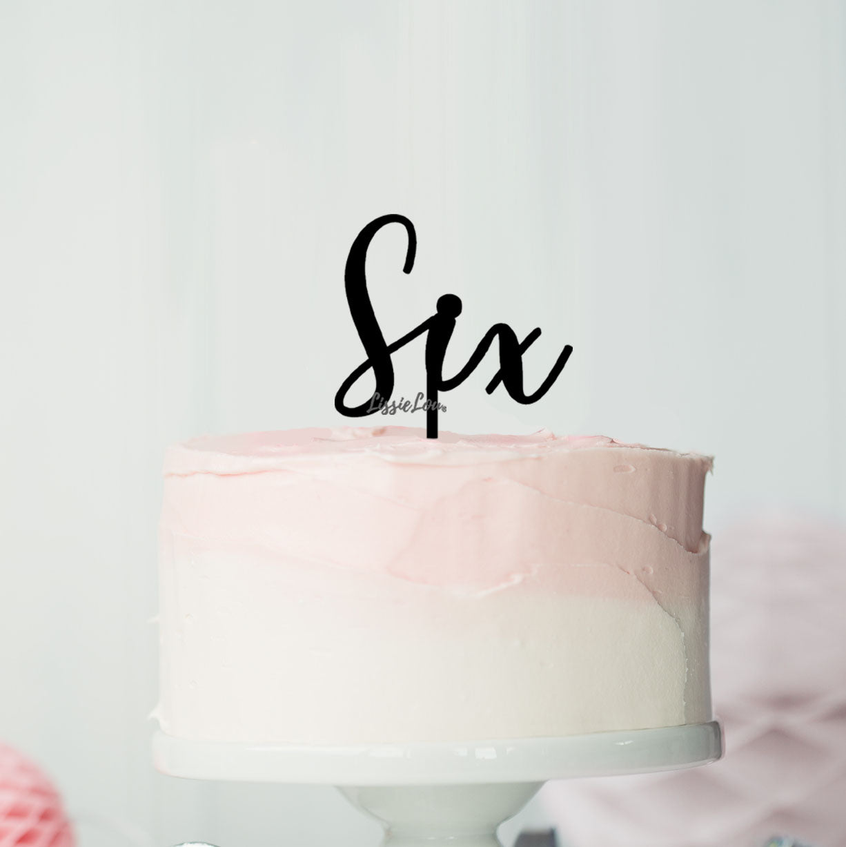 Number Six Birthday Cake Topper Eden Font Style in Premium 3mm Acrylic or Birch Wood