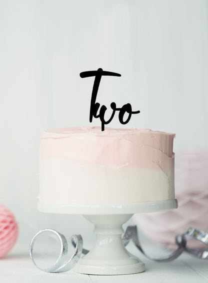 Number Two Birthday Cake Topper Eden Font Style in Premium 3mm Acrylic or Birch Wood