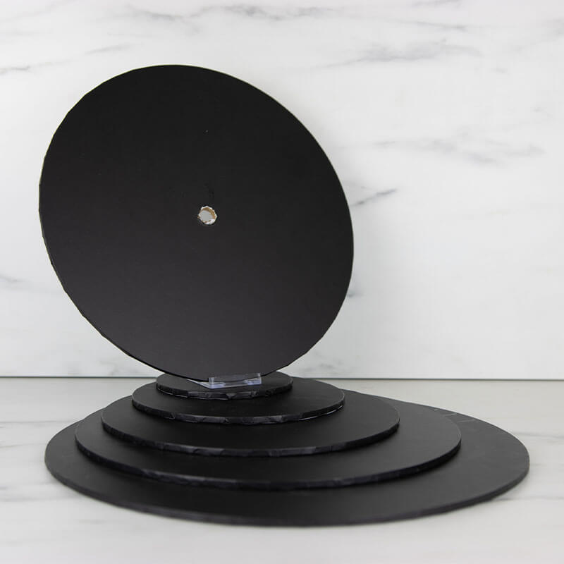 Black Matt MDF Cake Board Drum with Hole 4mm Thick