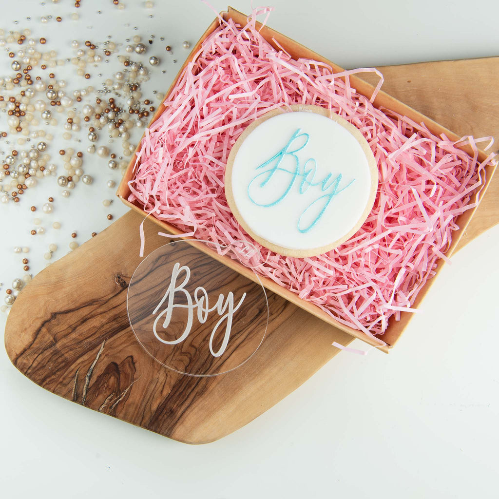 Boy in Florence Font Baby Shower Cookie Embosser