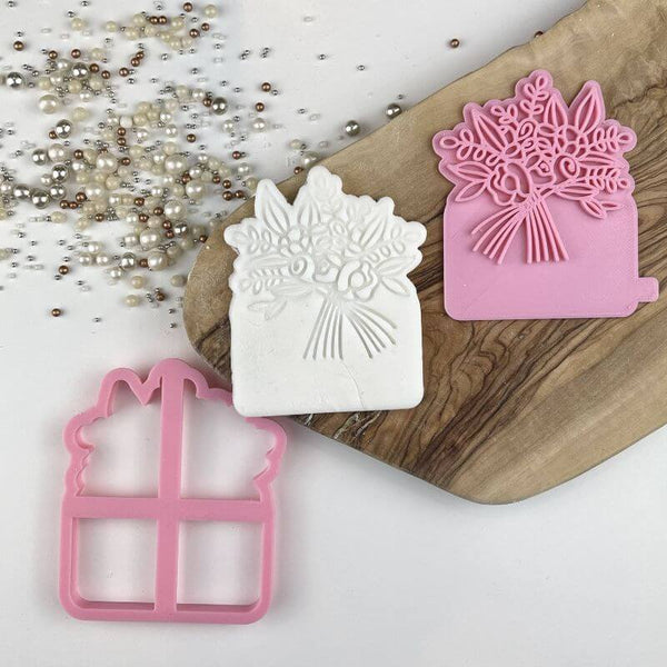 Soho Cookies Bridal Bouquet Bridal Party Cookie Cutter and Stamp