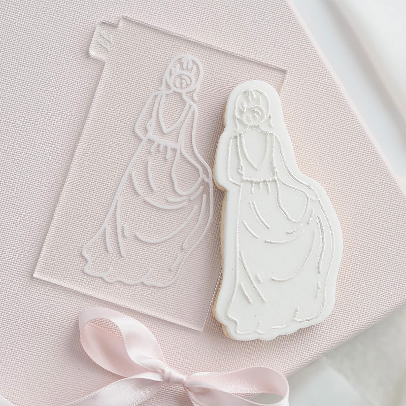 Bride Walking Wedding Cookie Cutter and Embosser by Catherine Marie Cake