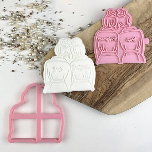 Soho Cookies Bride and Bridesmaid Style 1 Bridal Party Cookie Cutter and Stamp