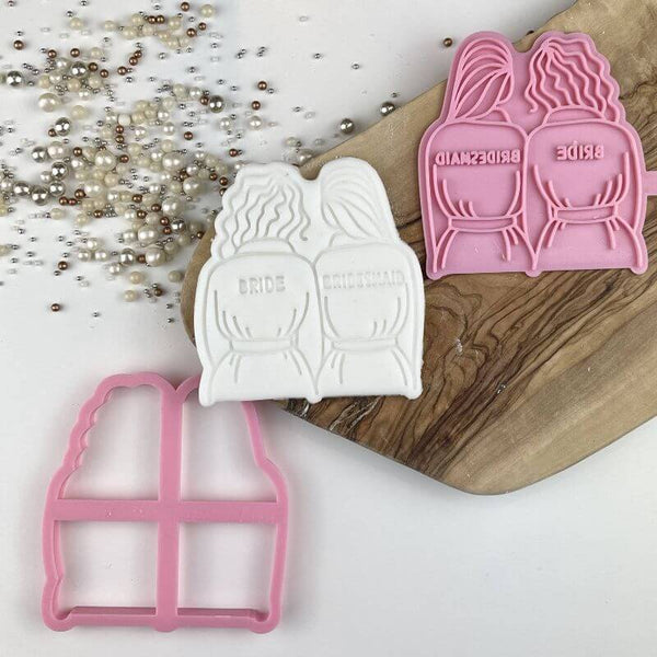 Soho Cookies Bride and Bridesmaid Style 2 Bridal Party Cookie Cutter and Stamp