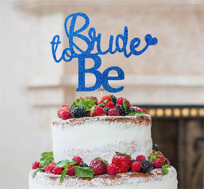 Bride to Be with Heart Hen Party Cake Topper Glitter Card Dark Blue