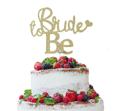 Bride to Be with Heart Hen Party Cake Topper Glitter Card Gold