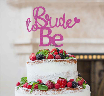 Bride to Be with Heart Hen Party Cake Topper Glitter Card Hot Pink