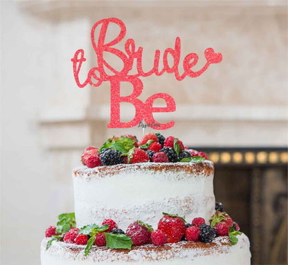 Bride to Be with Heart Hen Party Cake Topper Glitter Card Light Pink