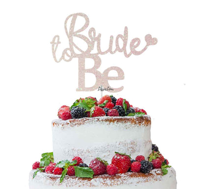 Bride to Be with Heart Hen Party Cake Topper Glitter Card White