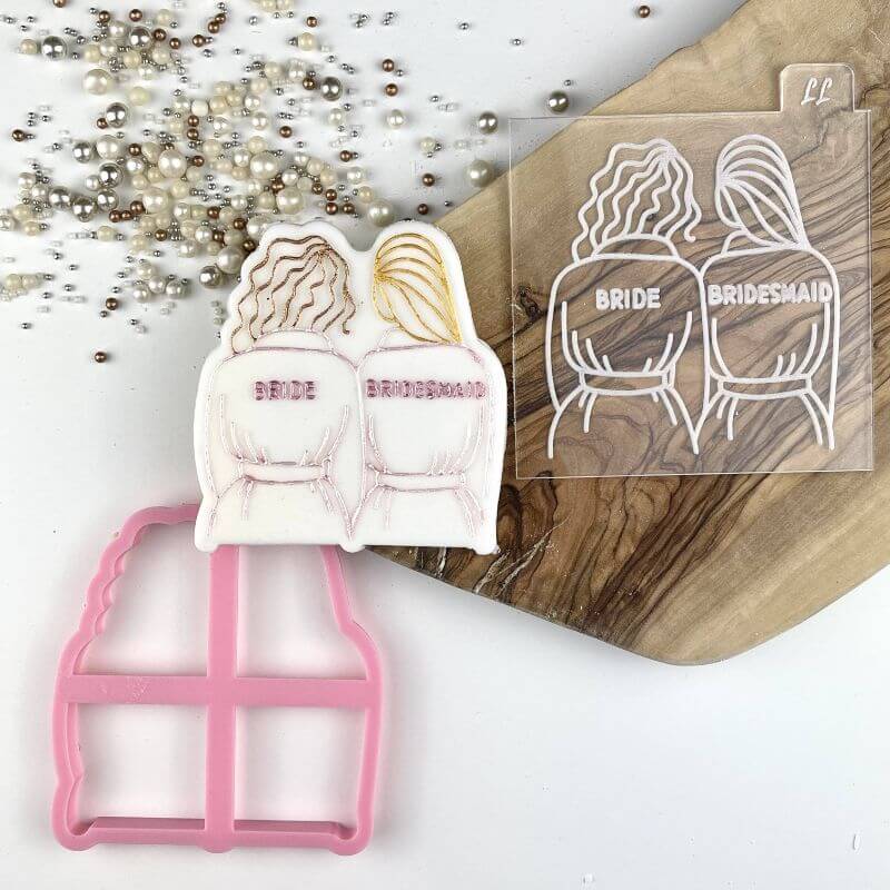 Soho Cookies Bride and Bridesmaid Style 2 Bridal Party Cookie Cutter and Embosser