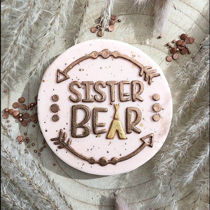 Sister Bear Wild One Style Baby Shower Cookie Cutter and Embosser