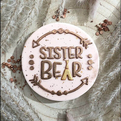 Sister Bear Wild One Style Baby Shower Cookie Cutter and Embosser