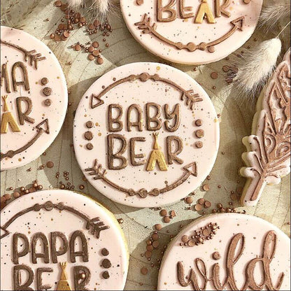 Papa Bear Wild One Style Baby Shower Cookie Cutter and Embosser