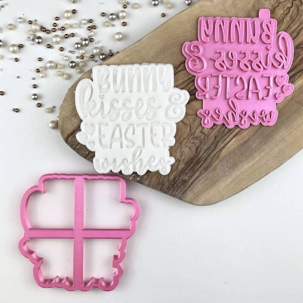 Bunny Kisses and Easter Wishes Cookie Cutter and Stamp
