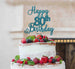 Happy 80th Birthday Pretty Cake Topper Glitter Card Light Blue