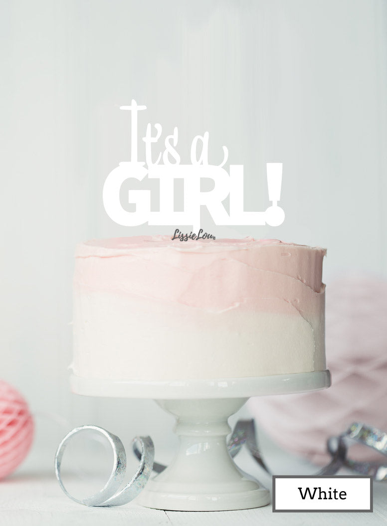 It's a Girl Baby Shower Cake Topper Premium 3mm Acrylic White