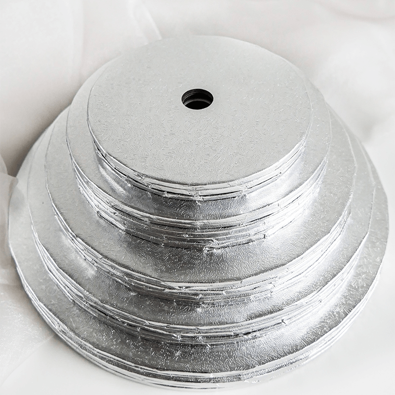 Silver Round Cake Card 3mm Thick with Dowelling Hole