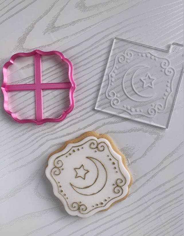 Moon and Star Plaque Ramadan Cookie Cutter and Embosser