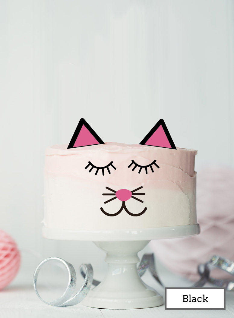 Cat Cake Kit Topper Set Premium 3mm Acrylic Black and Hot Pink