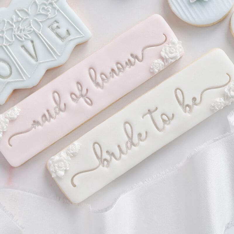 Maid of Honour in Verity Font Bridal Party Cookie Cutter and Stamp