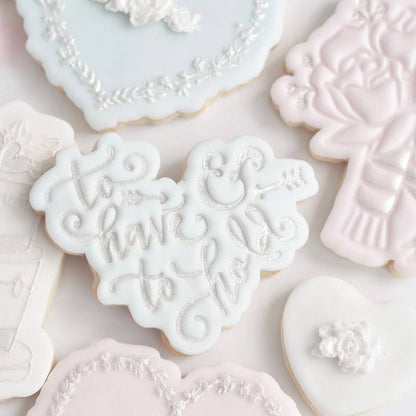 To Have and To Hold in Heart Wedding Cookie Cutter and Stamp