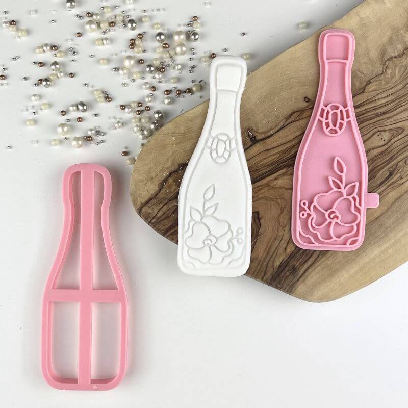 Champagne Bottle Style 2 Hen Party Cookie Cutter and Stamp