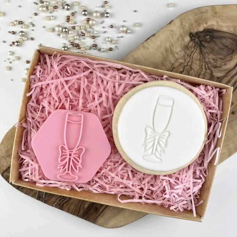Champagne Glass with Bow Hen Party Cookie Stamp