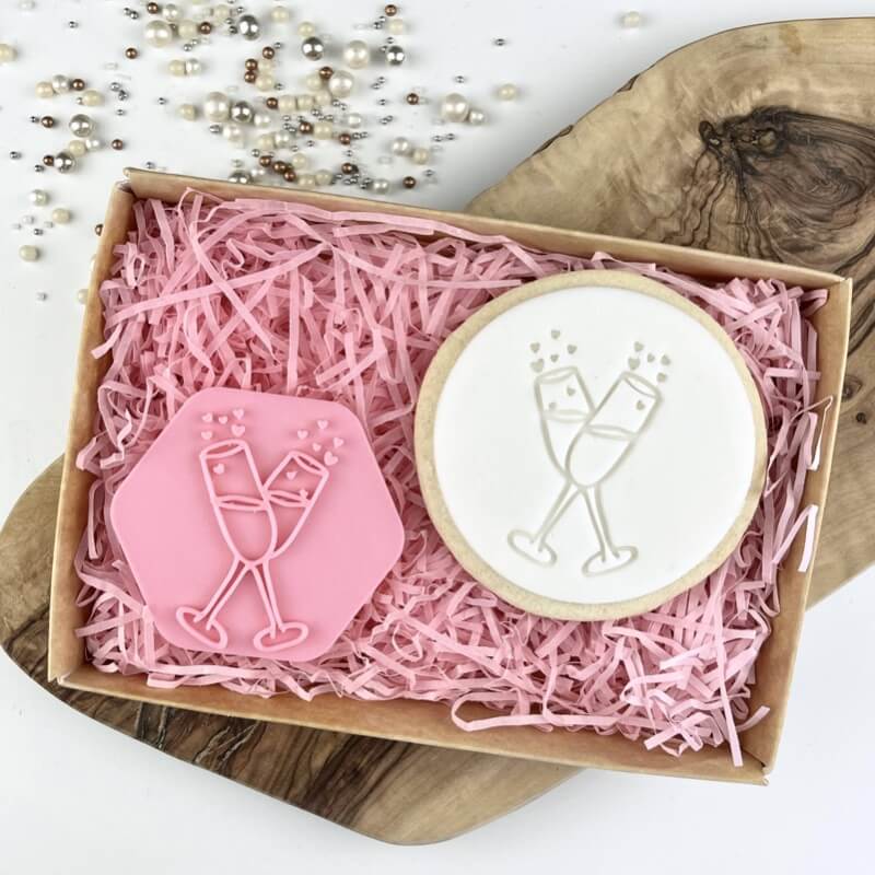 Champagne Glasses Wedding Cookie Stamp
