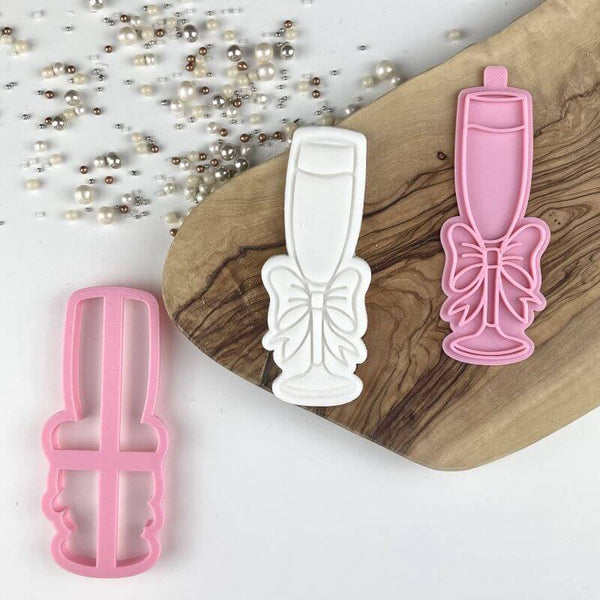 Champagne Glass with Bow Hen Party Cookie Cutter and Stamp