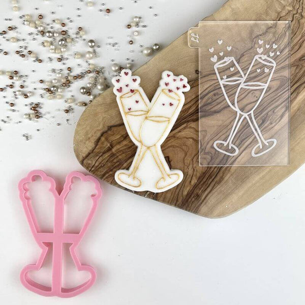 Champagne Glasses Wedding Cookie Cutter and Embosser