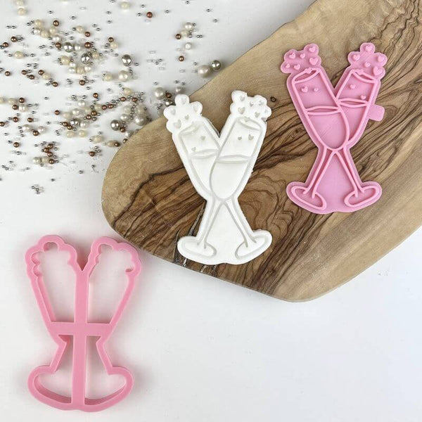 Champagne Glasses Wedding Cookie Cutter and Stamp