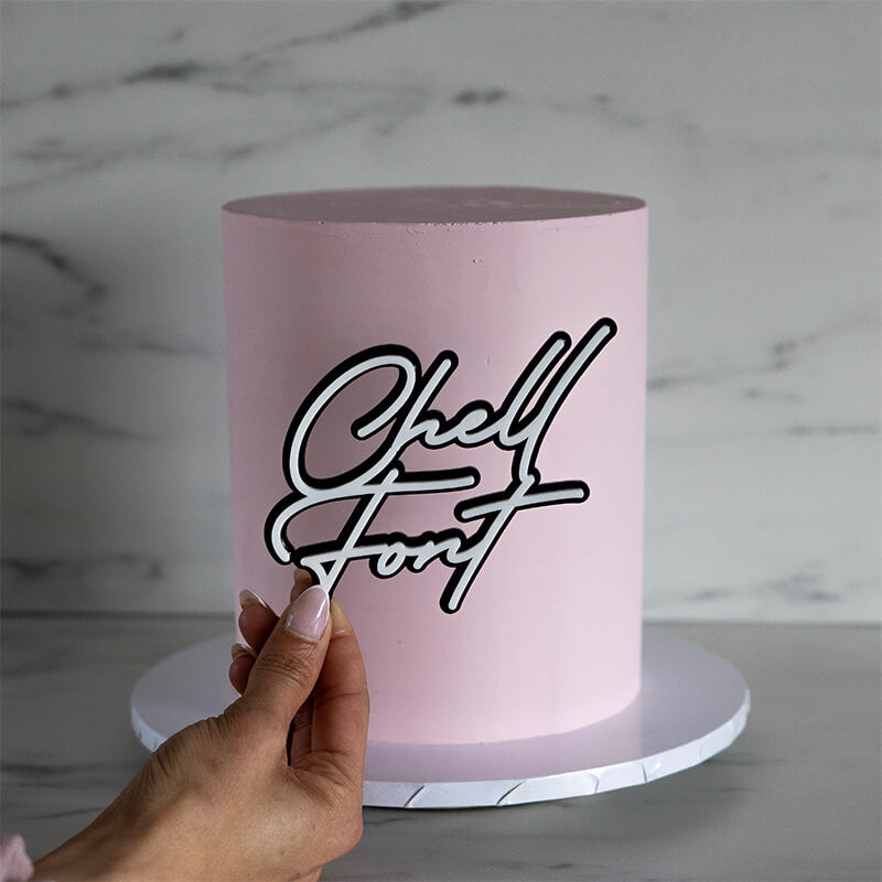 Chell Font Double Layer Custom Cake Topper or Cake Motif Premium 3mm Acrylic or Birch Wood