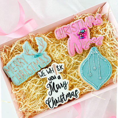 Merry Christmas with Antlers Cookie Cutter and Embosser