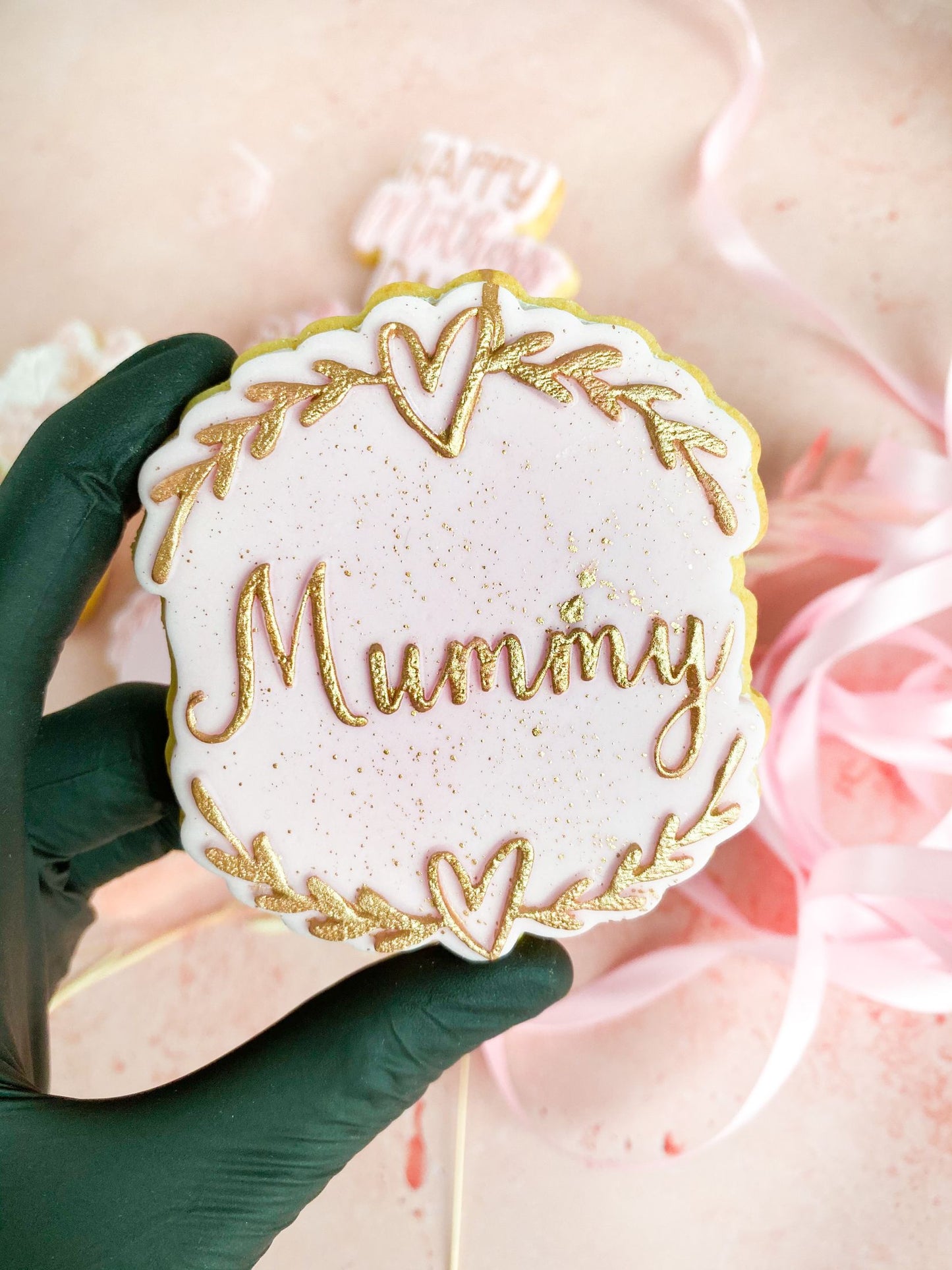 Mummy with Heart and Vine Border Mother's Day Cookie Cutter and Embosser