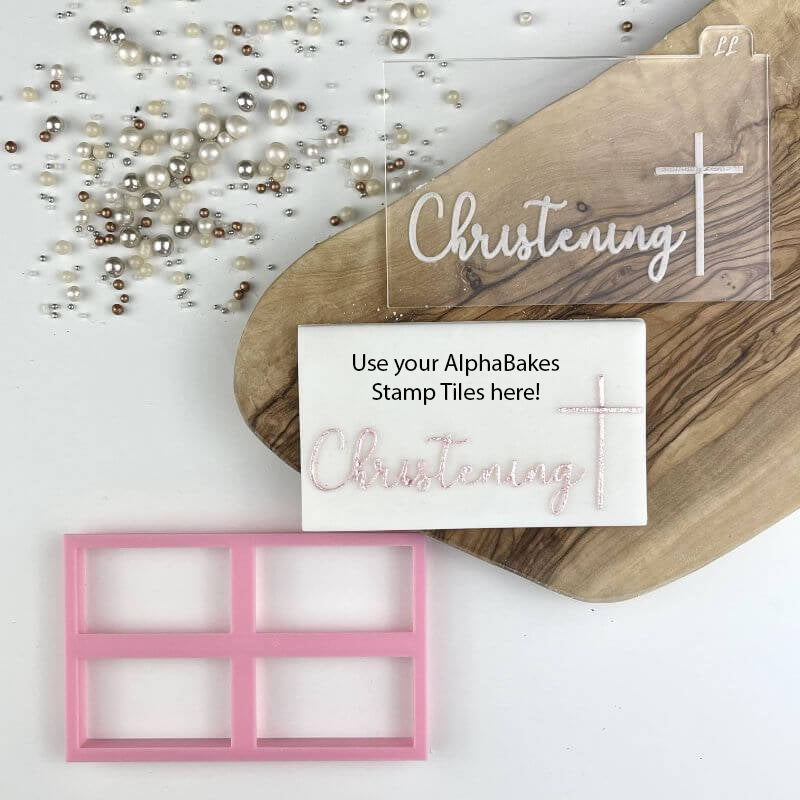 Christening with Cross AlphaBakes Cookie Cutter and Embosser