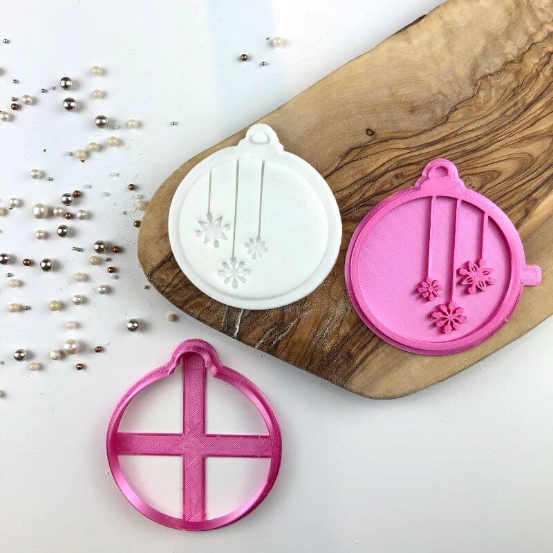 Circle Bauble with Snowflakes Christmas Cookie Cutter and Stamp