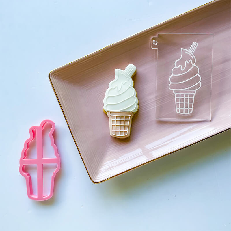 Classic Ice Cream Cone Cookie Cutter and Embosser by Luvelia Louise