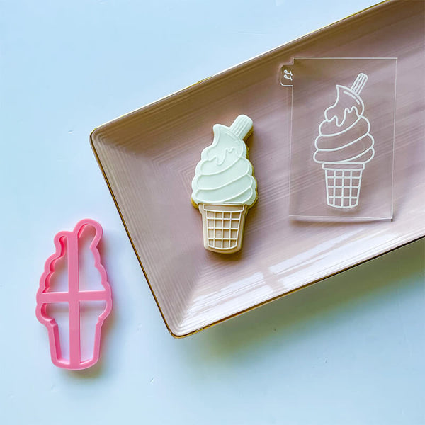 Classic Ice Cream Cone Cookie Cutter and Embosser by Luvelia Louise
