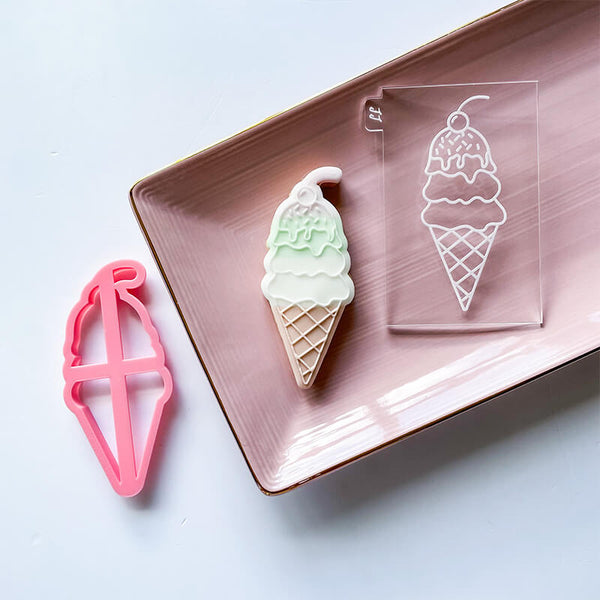 Three Scoops Ice Cream Cookie Cutter and Embosser by Luvelia Louise