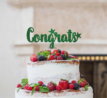 Congrats Cake Topper Glitter Card Green