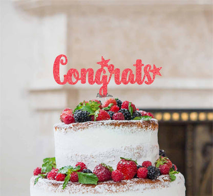 Congrats Cake Topper Glitter Card Light Pink