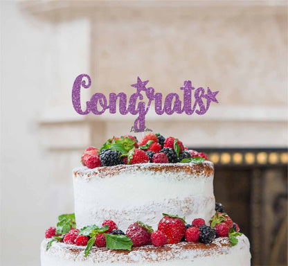 Congrats Cake Topper Glitter Card Light Purple