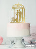 Silhouette Couple Under Pergola Wedding Cake Topper Premium 3mm Acrylic Mirror Gold