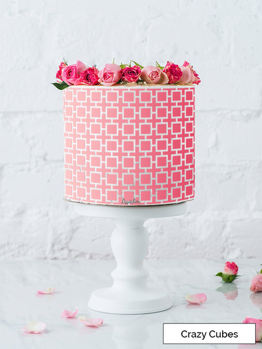 Crazy Cubes Cake Stencil - Full Size Design