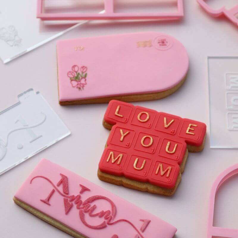 Love You Mum Cube Design Mother's Day Cookie Cutter and Embosser