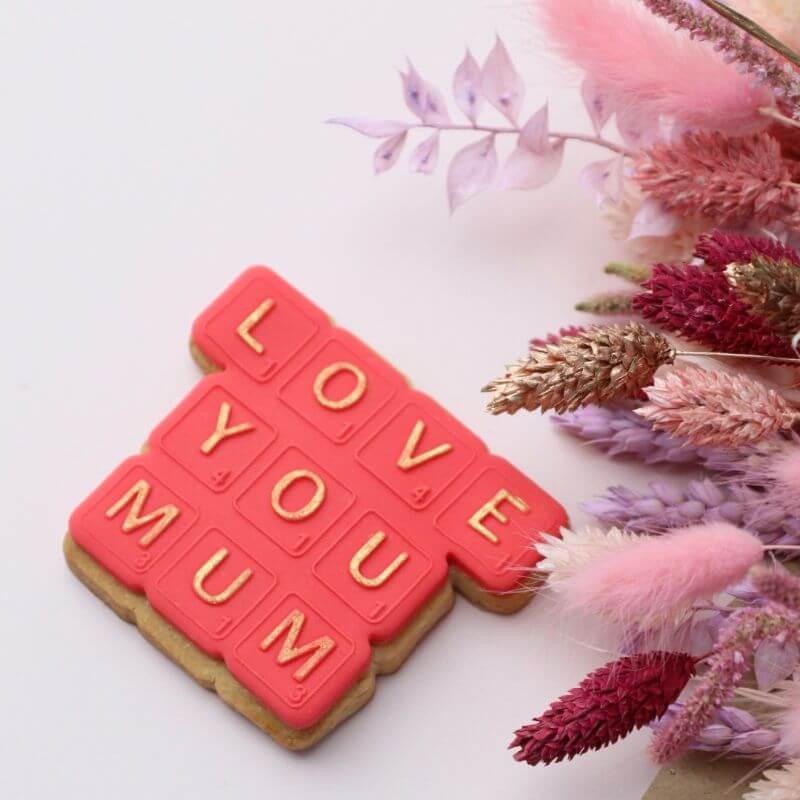 Love You Mum Cube Design Mother's Day Cookie Cutter and Embosser