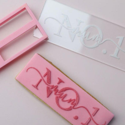 No1 Mum in Verity Font Mother's Day Cookie Cutter and Embosser