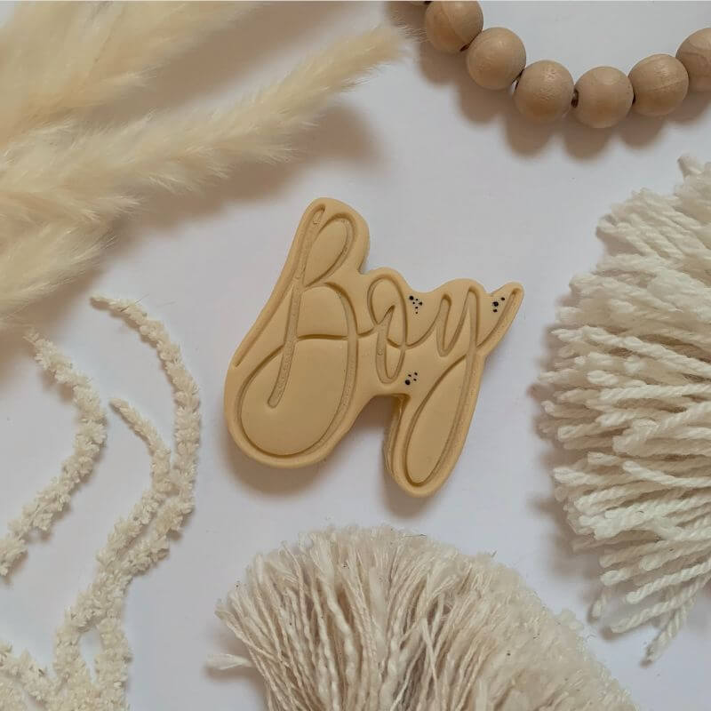 Boy in Florence Font Baby Shower Cookie Cutter